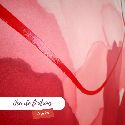 Détail de décor peint avec finitions mates et brillantes à Bayeux en Normandie